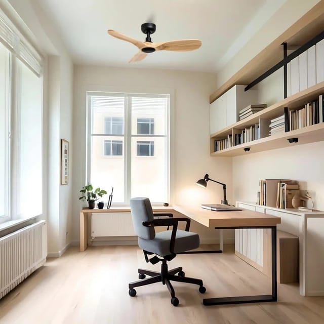 Ventyly - Rowind Deckenventilator Schwarz/eiche Ohne Licht Ø90 Wifi