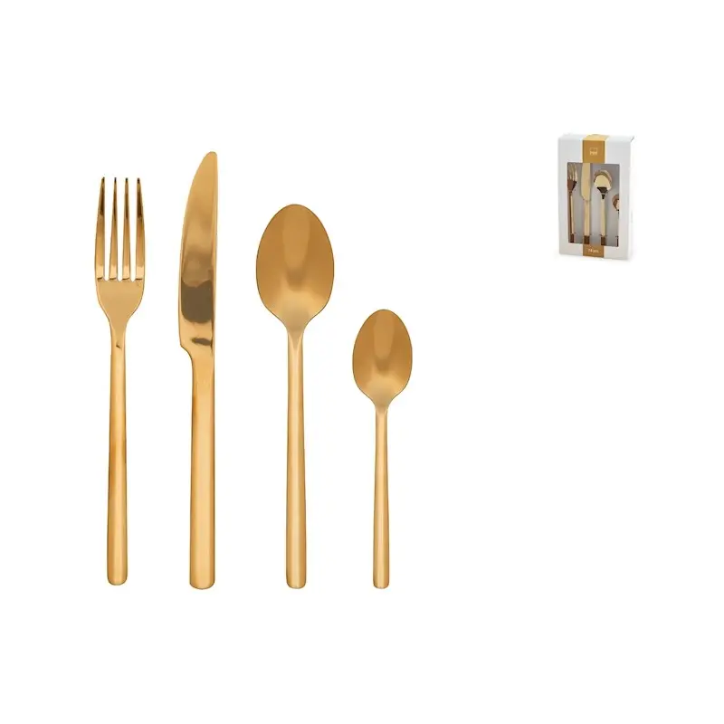 Serviço Posate Pulse 24 Teile Edelstahl Mit Mattem Goldfinish