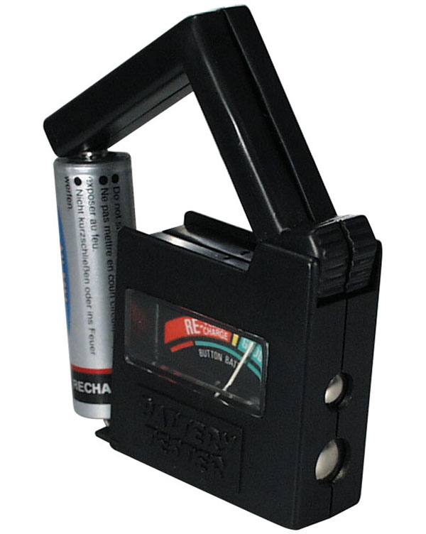 Batterie Tester (aa)mignon-, (aaa)micro-, (c)baby-, (d)mono-, Knopf- Und 9-v-zellen.