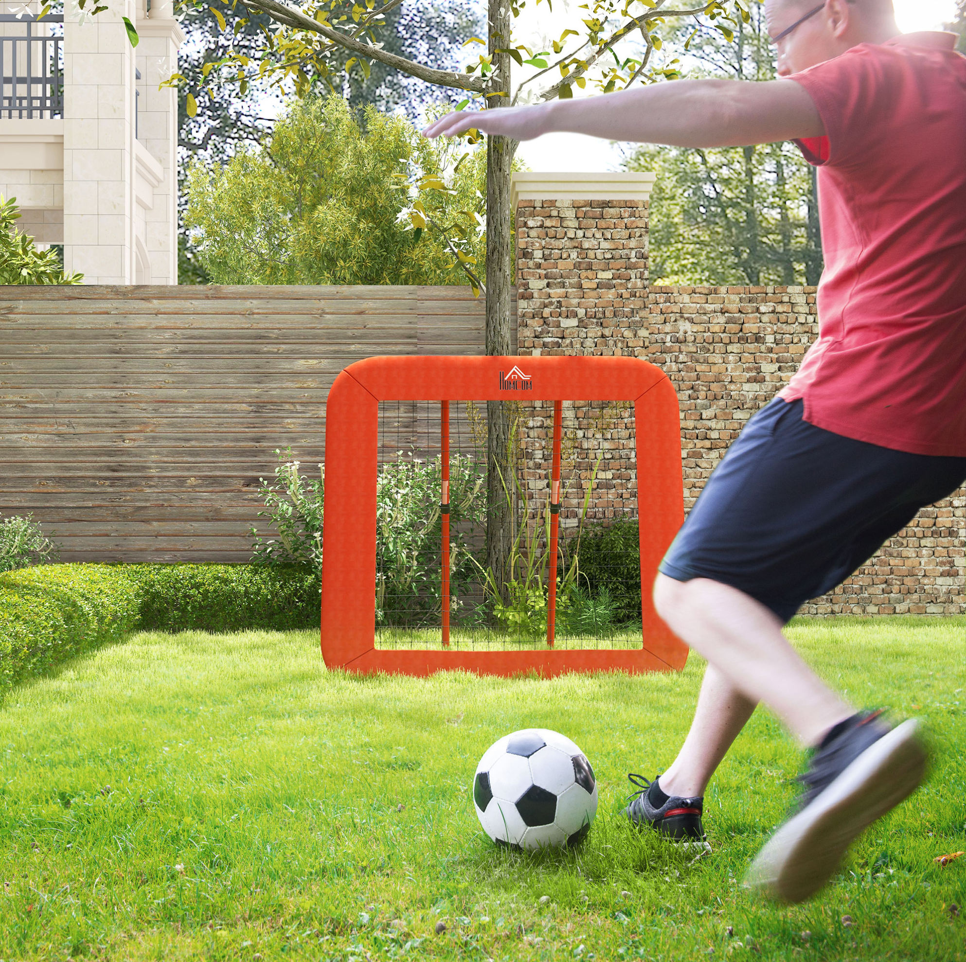 Faltbarer Fußball-rebounder Mit 4 Verstellbaren Winkeln, 128 X 118 X 120 Cm, Stahl, Rot Okmyhome