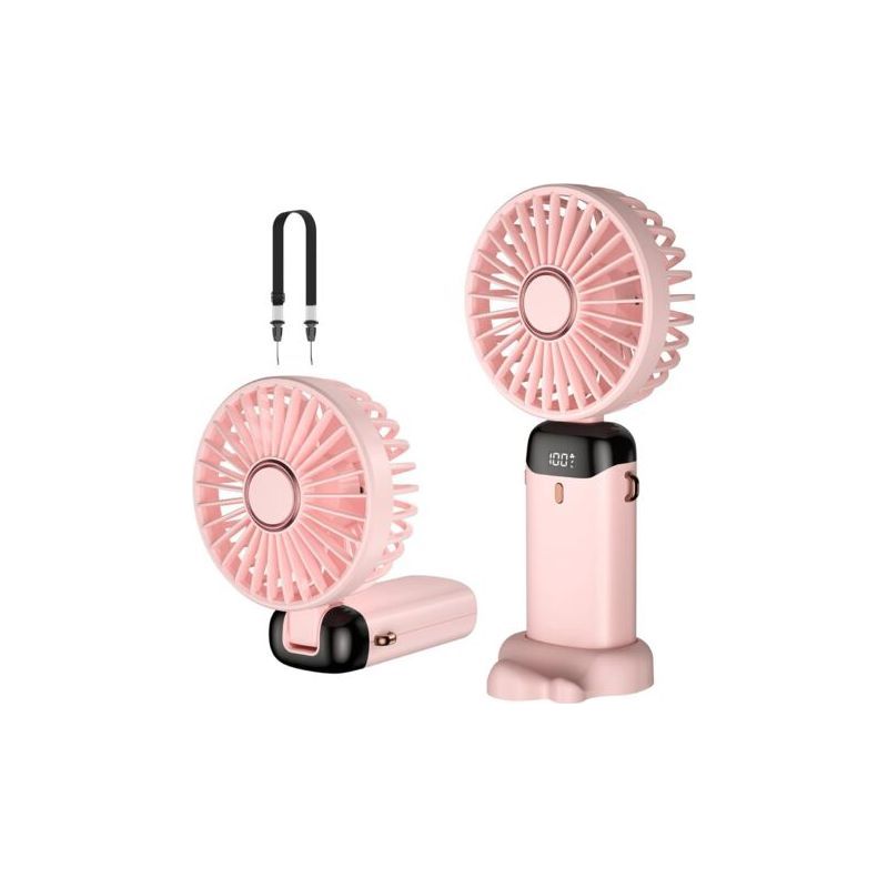 Serbia – Mini Ventilateur Portable Usb Rechargeable – 5 Vitesses D'Air – Affichage Led – Faible Bruit – 190g, Facile À Transporter