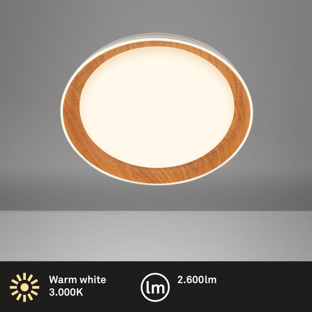 Led Deckenlampe Deckenleuchte Wohnzimmer Schlafzimmer Flur Holzdekor Warmweiß