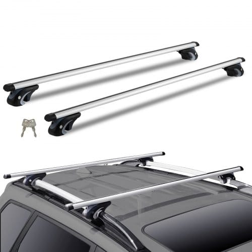 Universal-dachträger-querträger, 120 Cm (47,2 Zoll) Aluminium-dachträger-querträger, Passend Für Erhöhte Seitenschiene Mit Lücke, 90 Kg Tragkraft, Verstellbare Querträger Mit Schlössern - Vevor