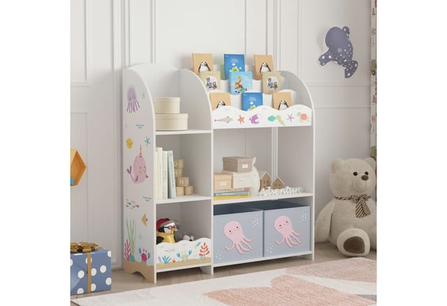 [en.casa] - Kinderregal Lysekil 100x93x30 Cm Mit Ozean Motiv