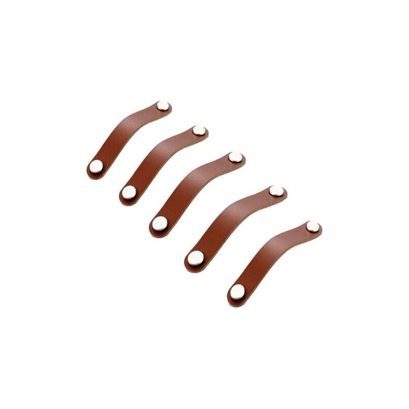 Lot De 5 Poignées De Meuble En Cuir Avec Vis - Accessoires Pour Armoires De Cuisine, Salle De Bain Et Porte - Marron