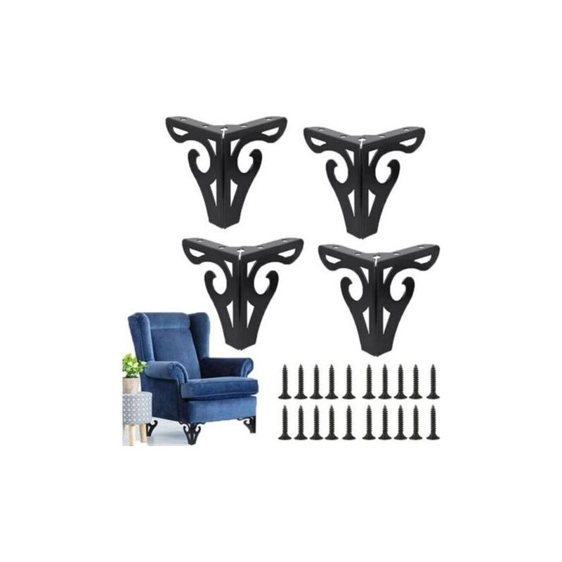 4 Pièces Pieds De Canapé De Meubles, Pieds De Canapé, Pieds De Canapé Modernes, Pieds De Meuble Télé, Pieds De Lit, Pour Armoire, Canapé, Commode De Table(noir)