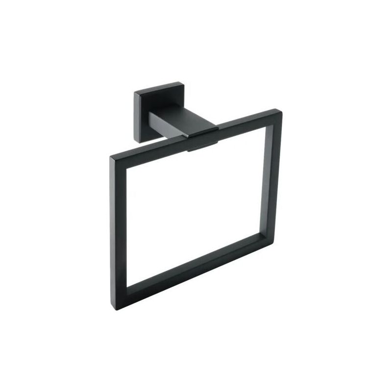 Anneau Porte-serviettes Murale Support De Serviettes Carré Moderne De Salle De Bain, 16 Cm X 15 Cm, Finition Noire Mate En Acier Inoxydable