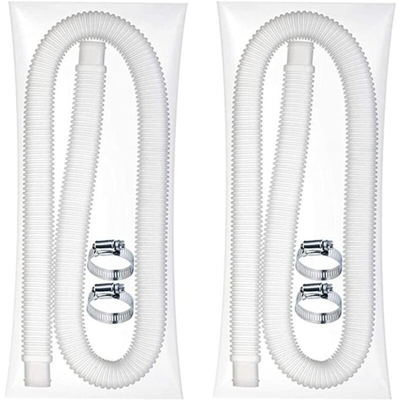 Tuyau D'Aspiration De Piscine 32 Mm – Longueur 1,5 M – 2 Tuyaux Souples Avec 4 Pinces Métalliques – Compatible Avec Pompes 330/530/1000 Gph