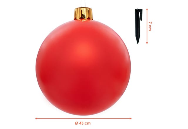 Riesen Weihnachtskugel Aufblasbar 45 Cm Mit Erdspieß - Rot - Xxl Christbaumkugel Garten Dekoration Mit Saugnapf - Aufblasbarer Outdoor Weihnachtsball Baumschmuck Extra Groß