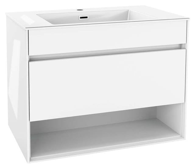 Nefia - Waschtisch Mit Unterschrank, 80 Cm, Weiß Glänzend 50027s810 - Kielle