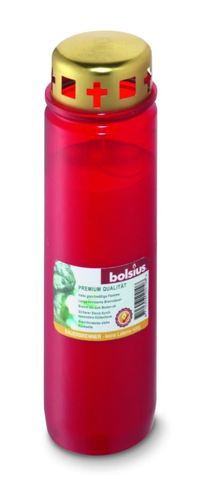 Bolsius - Grablicht Nr. 9 Rot Mit Deckel Grabkerze Grab Kerze Brenndauer 110 Std