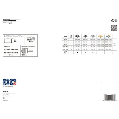 Bosch - Pro Lochsägen-set Multi Material Pc Plus, 9-tlg., Art.nr. 2608594435