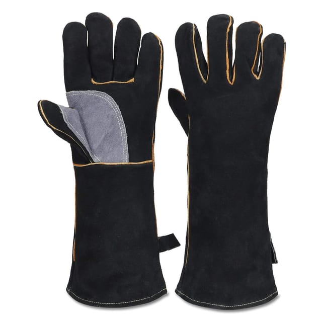 Shining House - Extrem Feuer- Und Hitzebeständige Handschuhe, Leder Mit Kevlar-nähten, Perfekt Für Kamin, Herd, Ofen, Grill, Schweißen, Barbecue, Mig, Topflappen, Tierbehandlung
