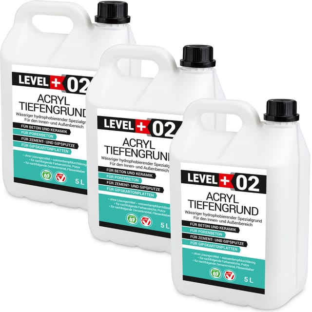 Level+ Acryl Tiefengrund Grundierung Zement Gipsputz L+02 - 15l