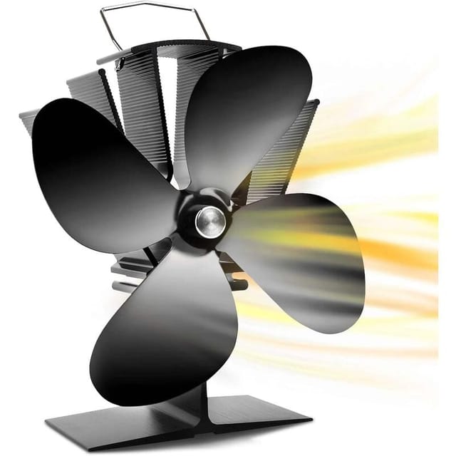 40 °c/104 °f Wärmebetriebener 4-blatt-brenner/schornstein/holzofengebläse, Schneller Start, Extrem Leise, Warme Luftzirkulation, Spart Effizient Kraftstoff