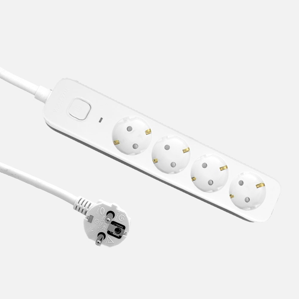 Verlängerungskabel Dalton Kabel 1,5 M 3g×1,5 Mm² 4 Steckdosen Mit Schalter Kinderschutz Kontrollleuchte Weiß/grau