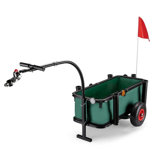 Wiltec Angelwagen Mit Tasche, Angel Trolley Bis 50 Kg, Transportkarre Mit 60 L Volumen, Bollerwagen Mit Luftreifen, Transportwagen Aus Stahl, Auch Als Lastenanhänger Fürs Fahrrad