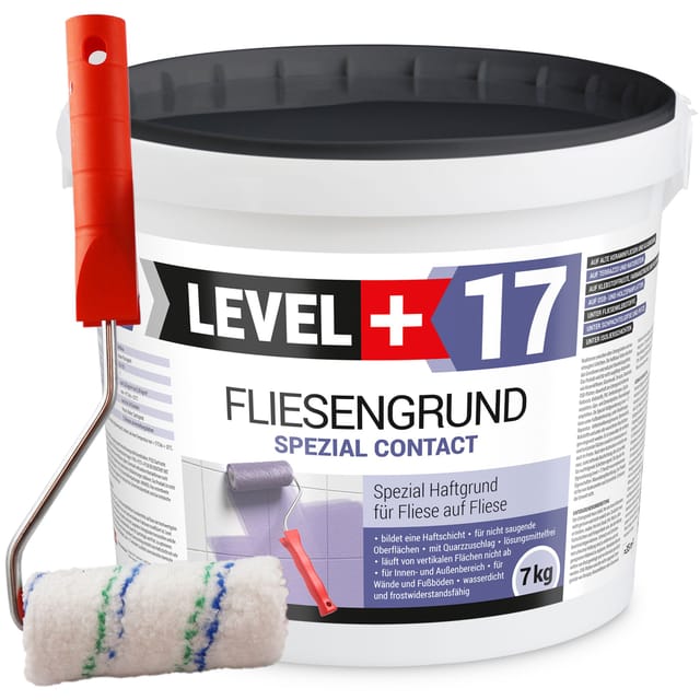 Level+ - Level+ Fliesengrund Haftgrund Quarzgrund 7kg L+17 + Farbroller 10cm