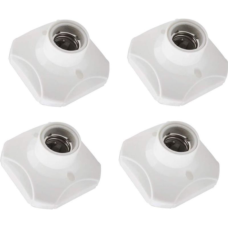 4 Pcs Douille D'Ampoule En Céramique Support Base Pour Lampe,lamp Douille,e27 Plastique Base,ronde Vis Titulaire Lumière Douille,ac 220-250v,blanc-