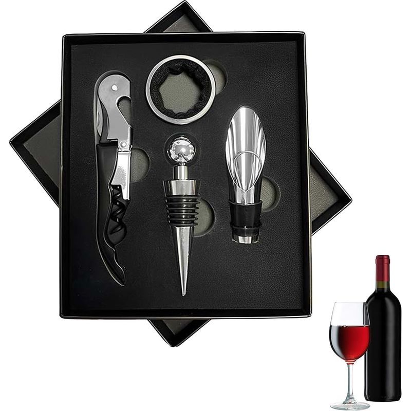 Lot De 4 Tire-bouchon,facile À Utiliser, Avec Poignée Ergonomique,anneau D'Égouttement, Bec Verseur, Bouchon De Bouteille, Ouvre-vin,durable Et Robuste,parfait Pour Les Cadeaux