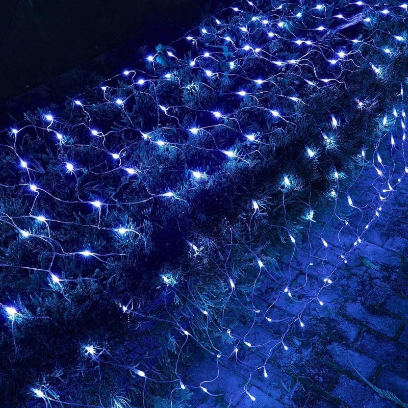 Guirlande Lumineuse De Noël 320 Led 3 X 2 M, 8 Modes, À Brancher, Idéale Pour Les Buissons, Jardins, Fêtes, Mariages, Vacances - Bleue