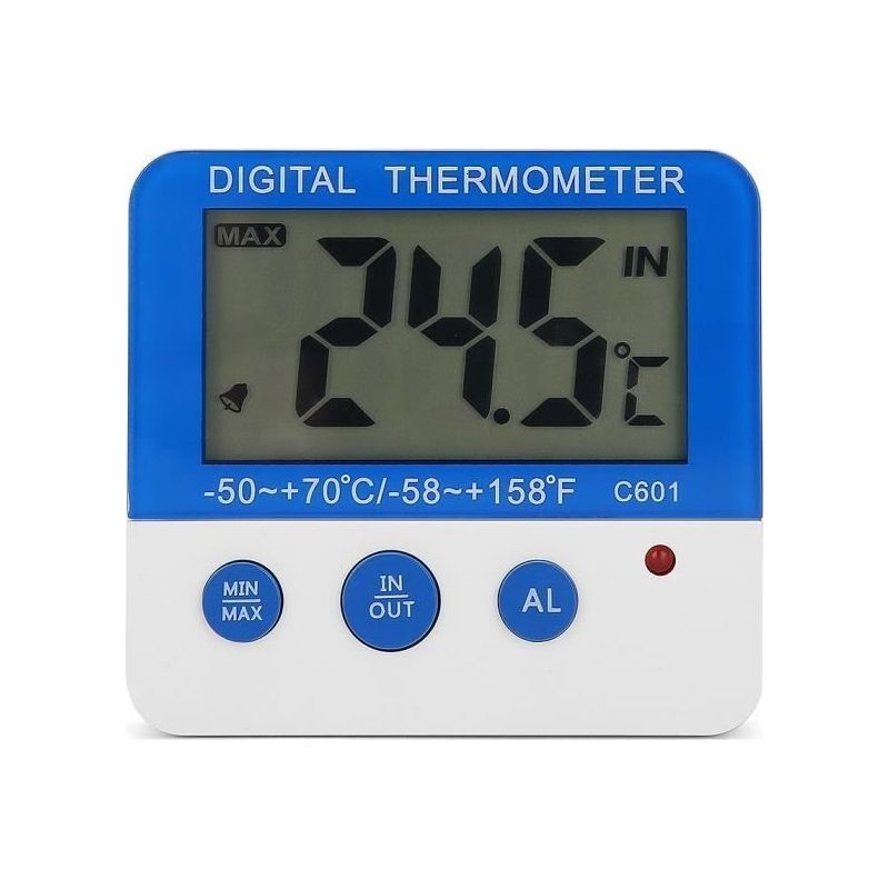 Thermomètre Électronique D'Intérieur Extérieur - Grand Écran Lcd - Alarme Haute/basse Température