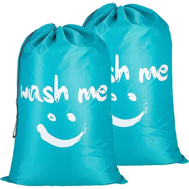 2 Stück Paniers À Linge, Pliable Sac À Linge, Pliage Grande Capacité Corbeilles À Linge- Bleu-