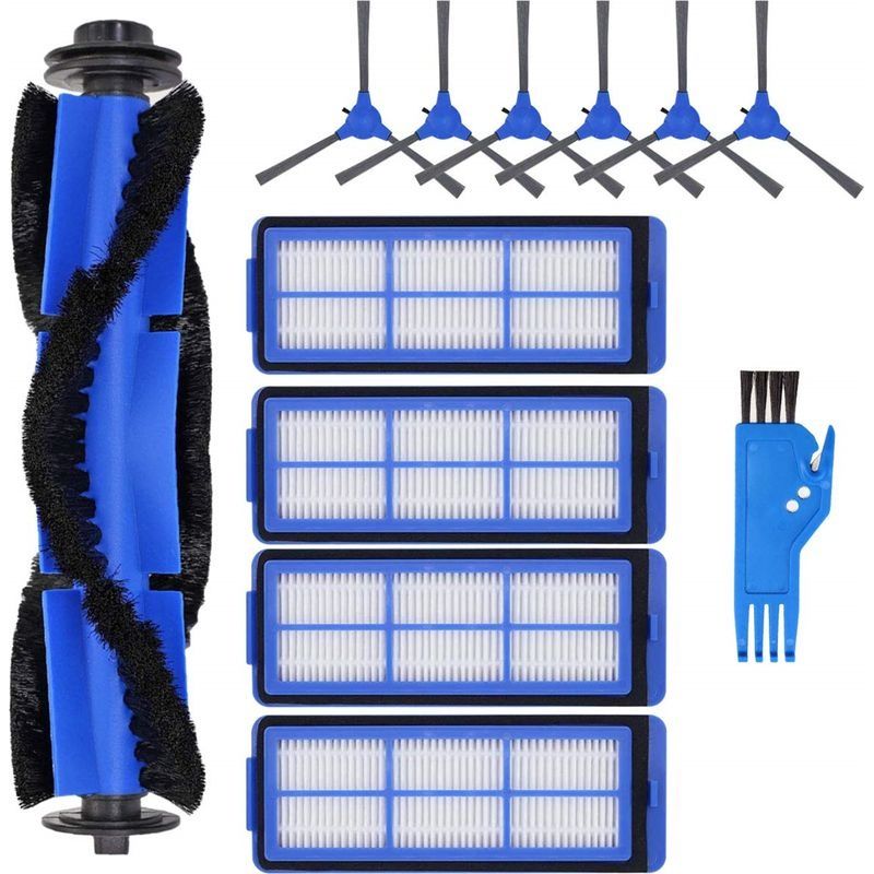 Accessoires Pour Robot Aspirateur : 1 Brosse Rotative, 1 Brosse Latérale, 1 Filtre, 1 Brosse De Nettoyage Bleue