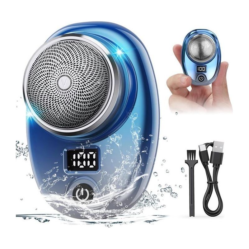 (couleur:blue)mini Rasoir, Usb Recharge-able Waterproof Portable Electric Shaver Easy One-button Wet And Dry Use Suitable For
