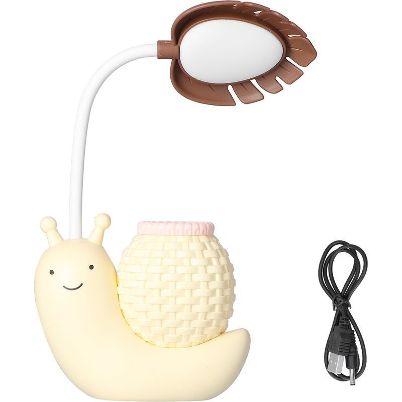 Lampe De Bureau Led Avec Porte-stylo, Multifonction, Chargement Usb, Lumière Mignonne Pour Étudiants Et Enfants, Jaune