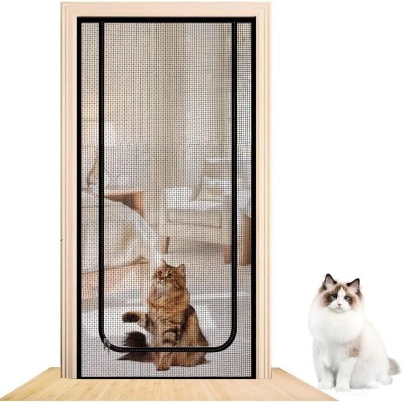 Moustiquaire Porte Fenêtre, Moustiquaire Anti-chats, Porte Moustiquaire Avec Fermeture Éclair, Rideau De Porte Pour Animaux,90x210cm