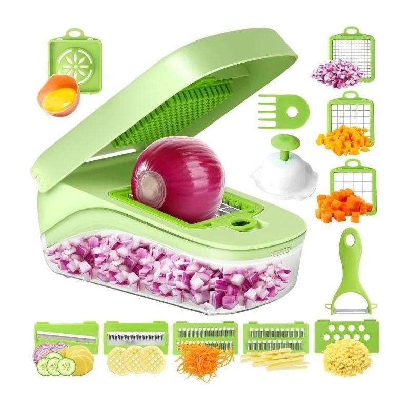 Mandoline Cuisine Manuel - Multifonction - 9 Lames Interchangeables - Abs Robuste - Design Contemporain