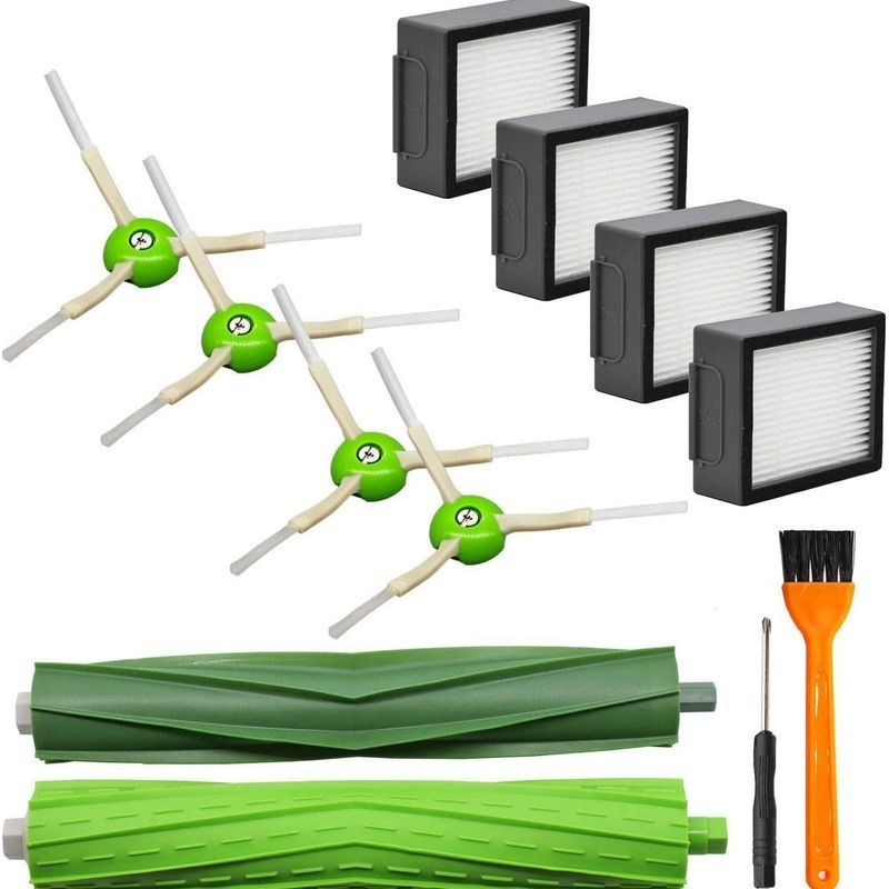 Accessoires De Remplacement Aspirateur Pour Roomba J7 J7+ I7 I7+ I7 Plus E5 E6 E7 8 I8+ I6 I6+ I3 I3+ I4 I4+pièces De Rechange, 4 Filtre,4 Brosses Latérales, 2 Brosses En Caoutchouc