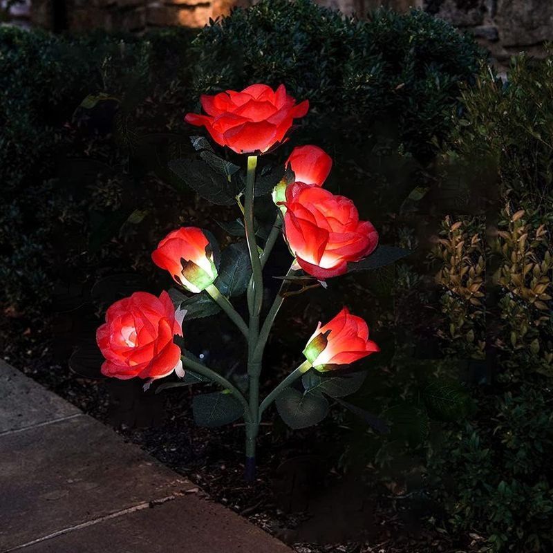 Lampe Rose Solaire [version Améliorée Avec 6 Fleurs], Lampe Rose Solaire D'Extérieur, Lampe Décorative Solaire De Jardin, Lampe De Chemin Solaire, Convient Aux Cours, Pelouses, Jardins, Etc