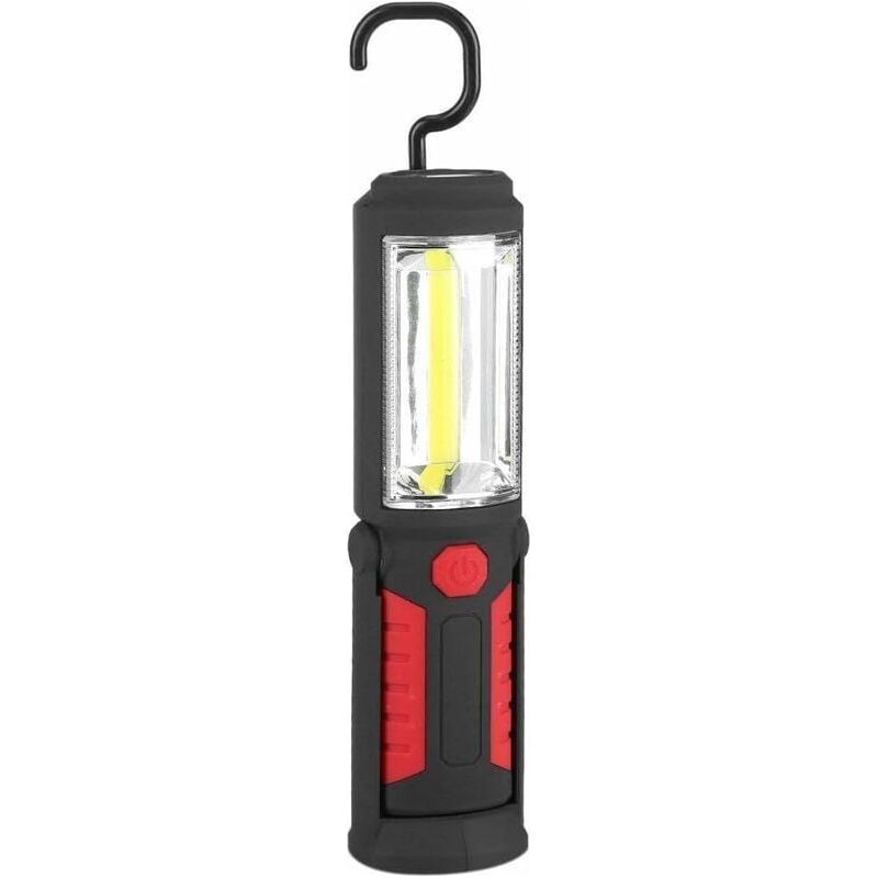Lampe De Travail Led Rechargeable Avec Lampe Torche Led Magnétique, Led Cob 2200 Mah, 650 Lumens, 3 W, Convient Aux Ateliers De Réparation Automobile, Aux Ateliers, Au Camping, Au Bricolage (rouge)