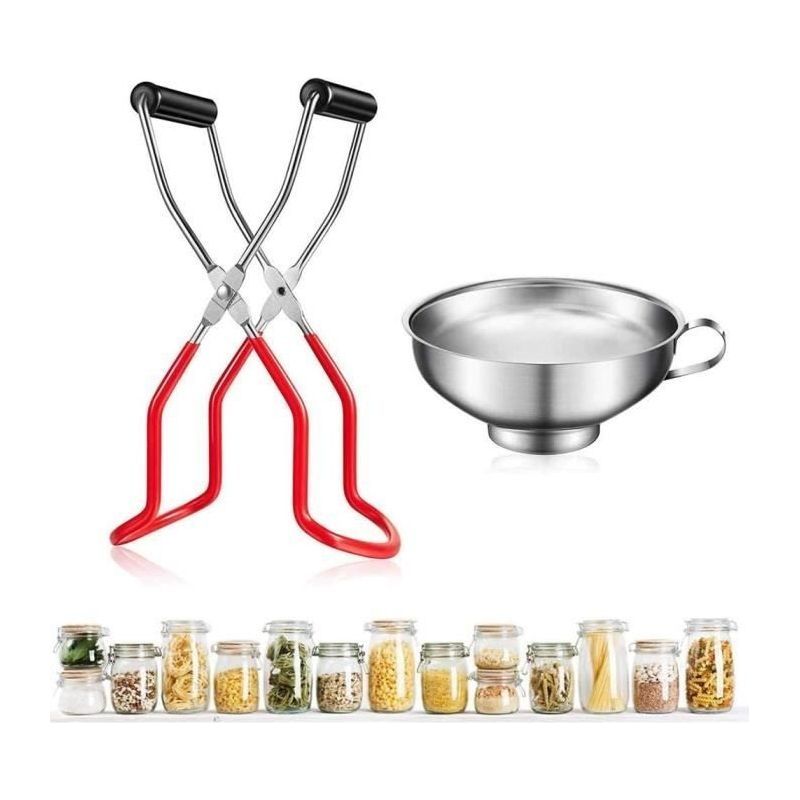 Pince À Bocal, Bocal Pinces, Clip Anti Brûlure Poignée, Pinces De Poussoir De Bocal Avec Entonnoir, Pour Bocaux De Cuisine