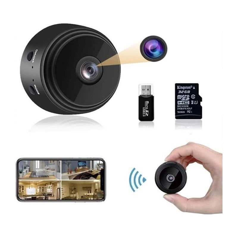 Mini Caméra De Surveillance Hd 1080p Vision Nocturne Infrarouge Détection De Mouvement Autonomie 60 Min Angle De 150°