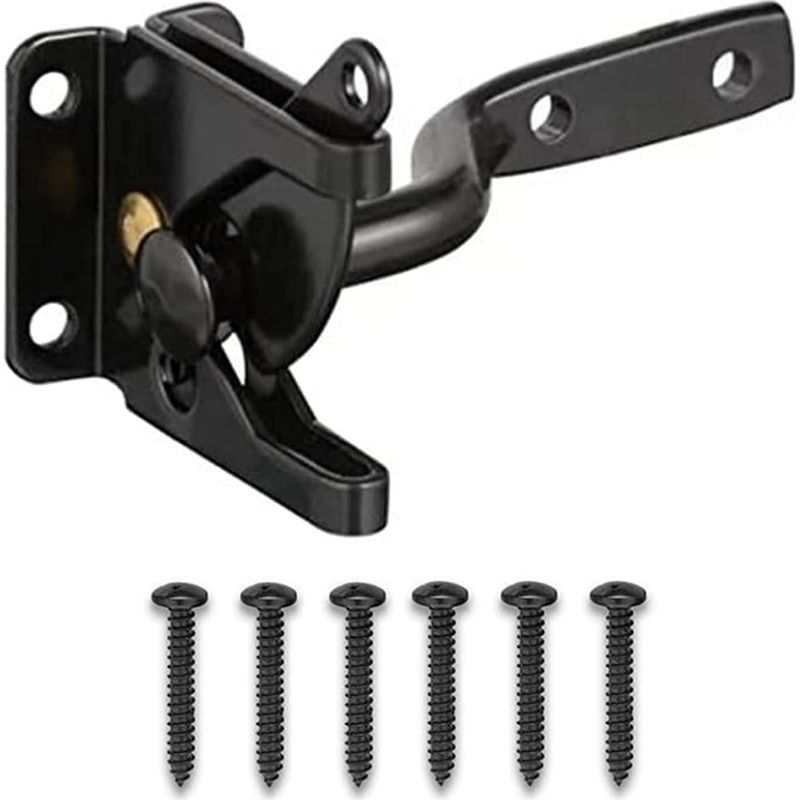 1 Pièce Noir Loquet De Porte De Jardin Serrure De Porte De Jardin Serrure À Boulon Autobloquant Avec 6 Boulons Pour Porte De Clôture-