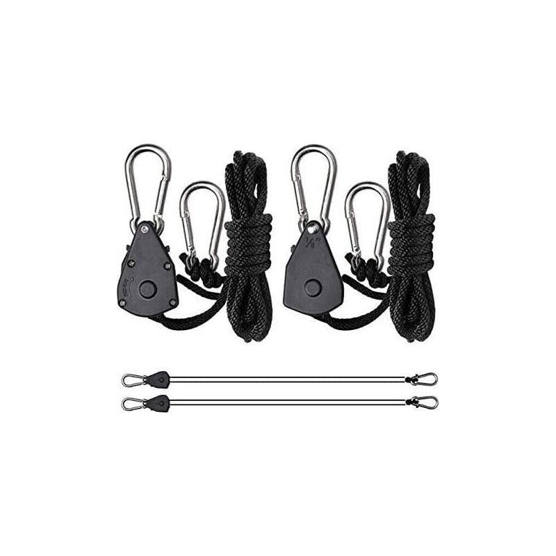 Cordes À Cliquet Avec Crochets Pour Lampe Ou Plantes, Corde De Crochet Réglable (1 Paire)-