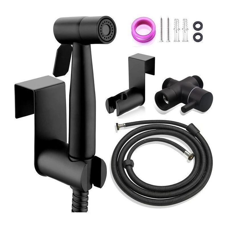 (noir)douchette Toilette, Douchette Wc, Pulvérisateur Avec Tuyau Et Adaptateur G1/2'" Pour L'hygiène Personnelle, Nettoyage Des Toilettes