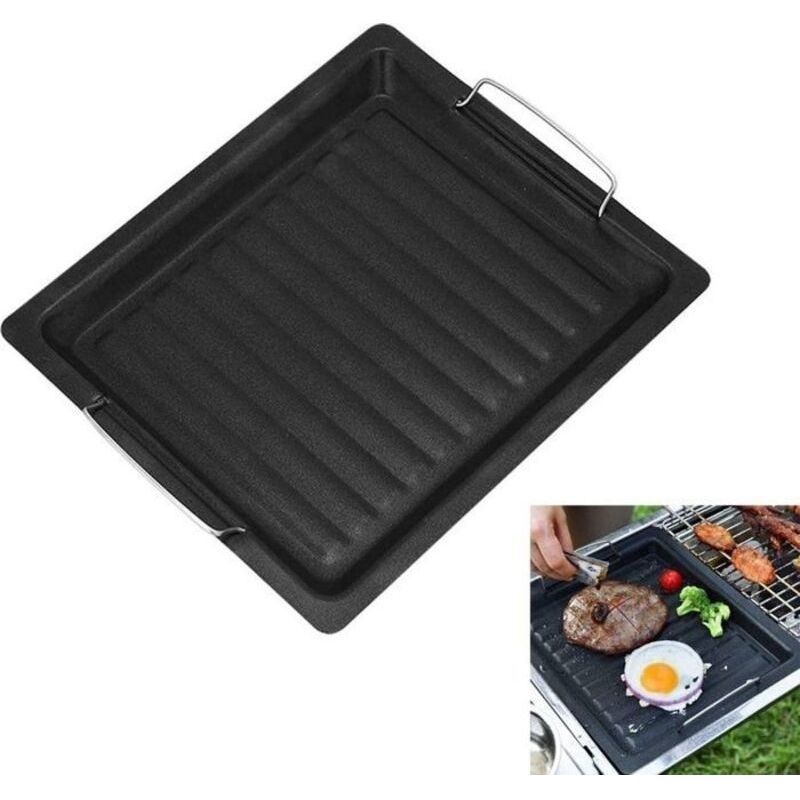 Barbecue Plaque De Gril, À La Poêle, Poêle À Griller Et Cuire, En Tournant La Plaque En Fonte Plaque À Pizza, Barbecue À Gaz Acc