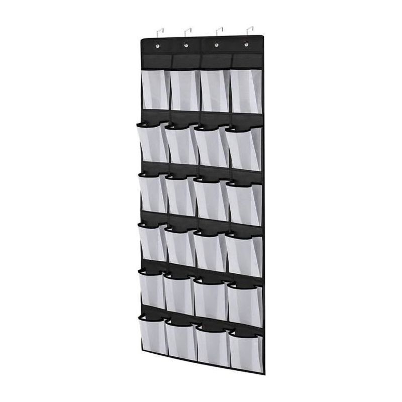 (noir)range Chaussures Porte Suspendu En Tissu Avec 24 Poches 150 X 50 Cm Organisateur De Chaussures Pour Placard De Salle De Bain Chambre