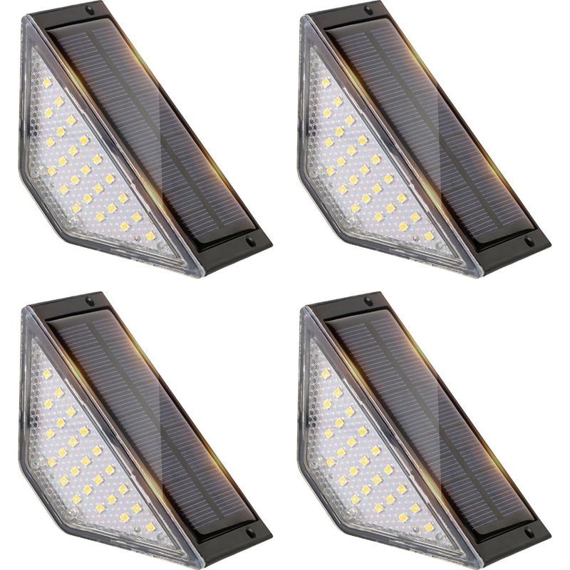 Lot De 4 Lampes Solaires Pour Jardin Extérieur, Lampes De Jardin Led Pour Décoration De Cour, Terrasse, Clôture, Chemin, Marches Et Escaliers, Lampadaires Led Ip65 Étanches Pour Extérieur