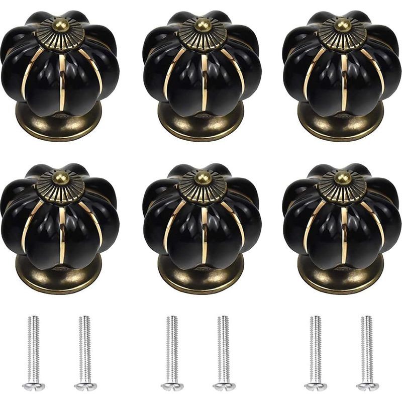 Lot De 6 Poignées De Meuble, Boutons De Placard, Poignées De Porte Et De Tiroir, Poignées De Placard En Céramique, Accessoires Avec Vis, Pour Armoire, Placard, Cuisine, Chambre D'Enfant