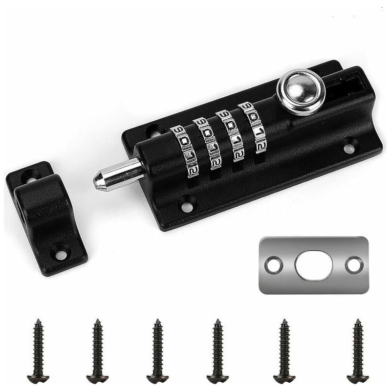 Verrou De Porte À Code, 4 Roues Recodables Verrouillage Portail Résistant À L'Eau Combinaison Sans Clé Serrure Avec Vis Unidirectionnelles Haute Sécurité Pour Hangars/granges