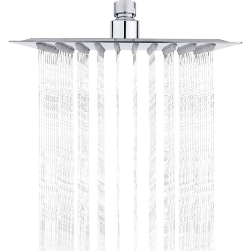 Pommeau De Douche Carré 20 Cm En Acier Inoxydable Filetage Universel 1/2' Rotation 360° Économie D'Eau 30%