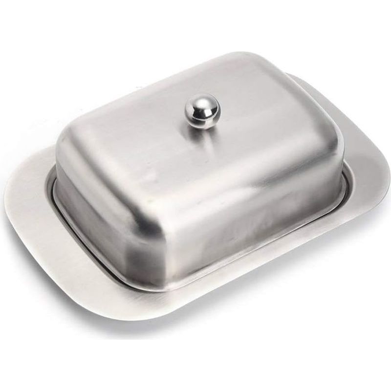 Beurrier En Acier Inoxydable, Beurrier En Métal Avec Couvercle, Cloche À Beurre Beurrier Refroidisseur À Beurre Boîte À Beurre Argent, 12,2 X 18,5 X 6,8 Cm-