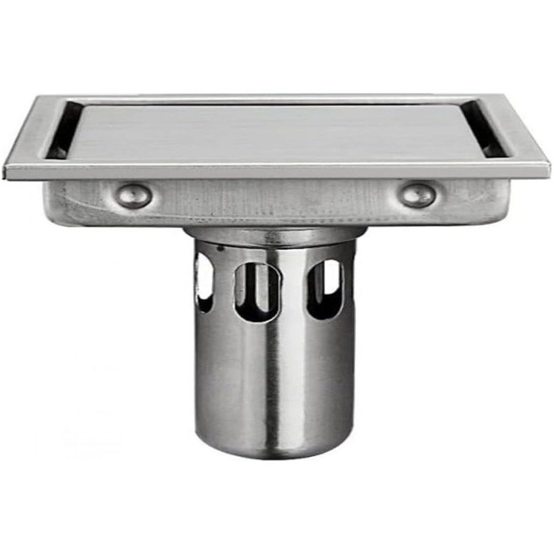Bonde De Douche De 11 Cm Avec Grille Carrelée, Bonde De Douche Carrée Avec Filtre À Cheveux, En Acier Inoxydable 304 Avec Finition Brossée