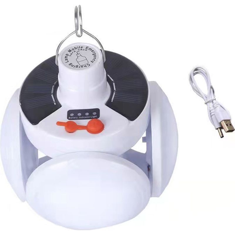 Lampe De Camping Led À Énergie Solaire Avec Batterie Rechargeable Usb Et Crochet