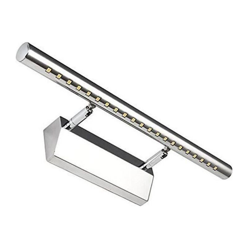 Lampe Salle De Bain Mirroir Acier Inoxydable Led 5w Applique Murale Lumière Tableau Étanche Ip44 Avec Interrupteur -blanc Froid